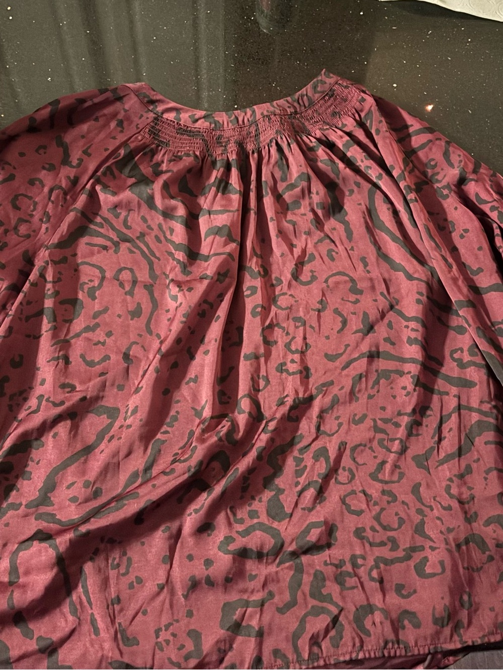 Ava & Viv Burgundy and Black Animal-Print A-Line Skirt